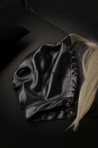 Maska BDSM z blond kucykiem Ouch! czarna 55 cm