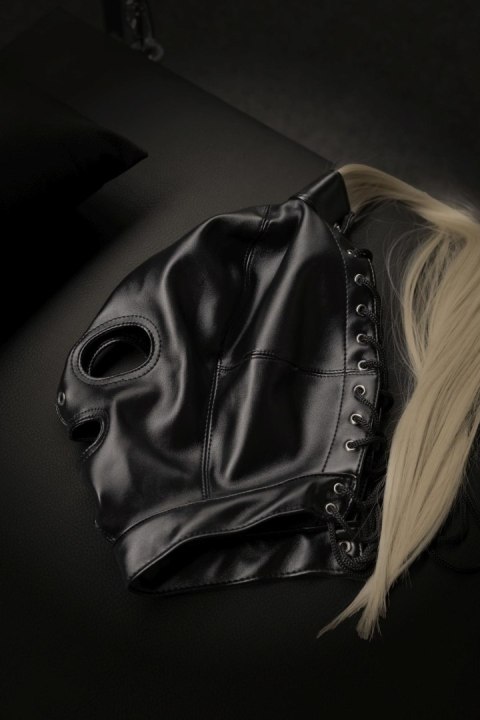 Maska BDSM z blond kucykiem Ouch! czarna 55 cm