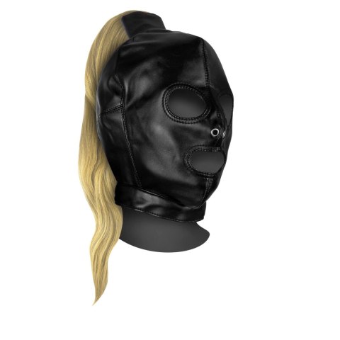 Maska BDSM z blond kucykiem Ouch! czarna 55 cm