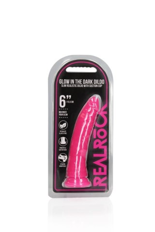 Smukłe Realistyczne Dildo z Przyssawką Świecące w Ciemności 15,5 cm