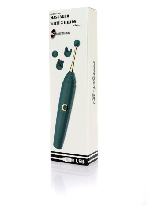 Stymulator silikonowy z 3 końcówkami B Series Magic USB 10 funkcji