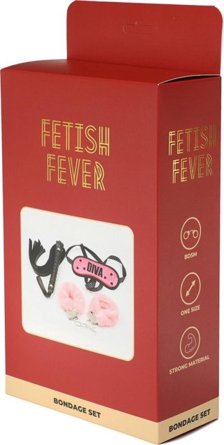Zestaw bondage Fetish Fever 3 elementy różowo czarny