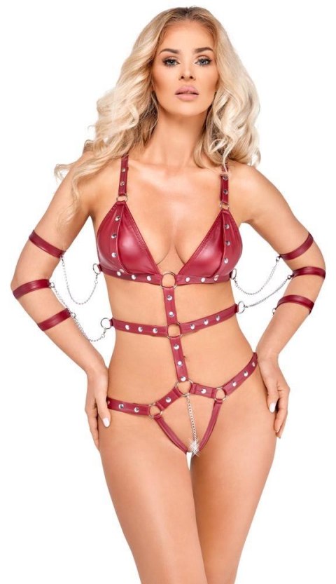 Body z paskami Bad Kitty czerwone XL