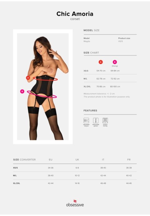 Gorset i stringi Chic Amoria Obsessive czarne XS/S