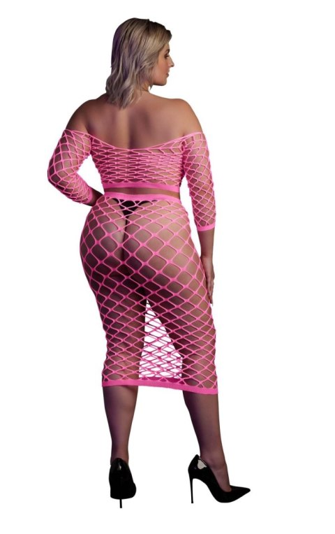 Komplet bielizny Ouch! neonowy UV długi top i spódnica XL XXXXL