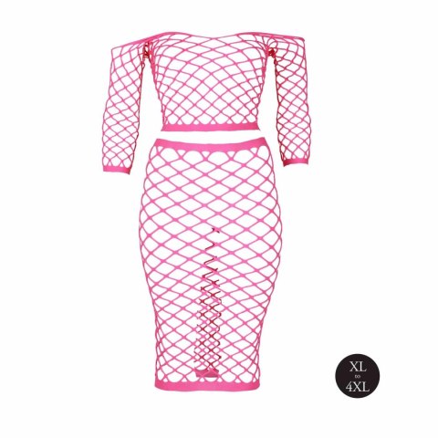 Komplet bielizny Ouch! neonowy UV długi top i spódnica XL XXXXL