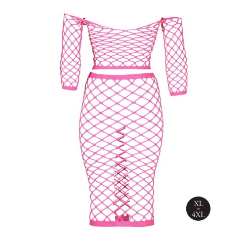 Komplet bielizny Ouch! neonowy UV długi top i spódnica XL XXXXL