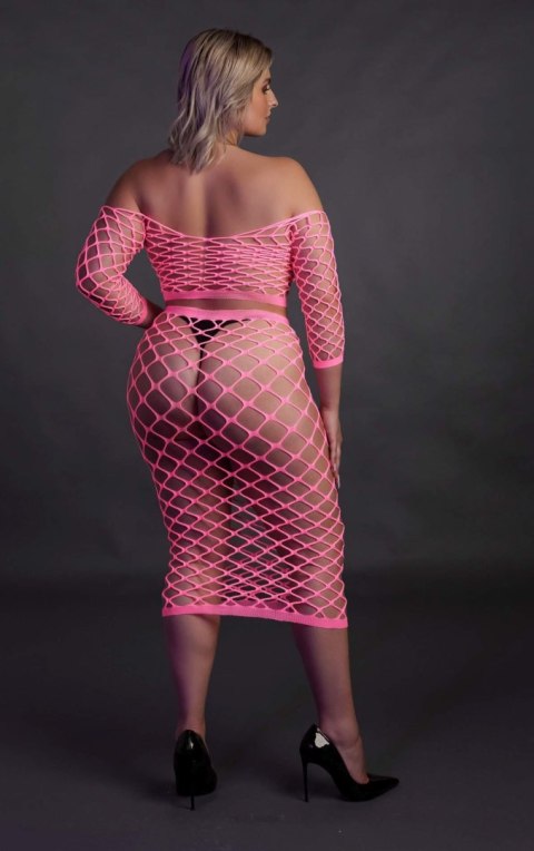 Komplet bielizny Ouch! neonowy UV długi top i spódnica XL XXXXL