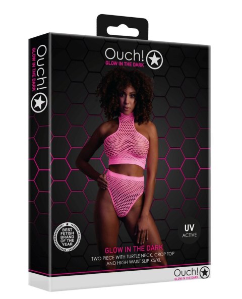 Komplet bielizny Ouch! neonowy UV z golfem XS XL