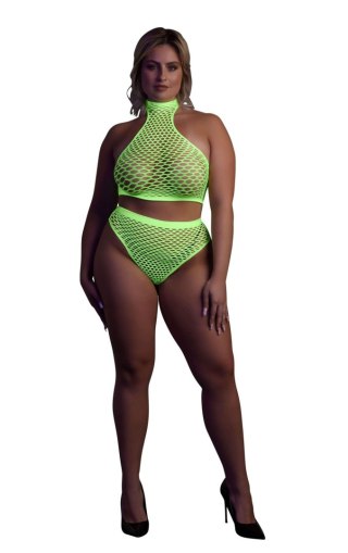 Komplet bielizny neonowej Ouch! z golfem XL/XXXXL