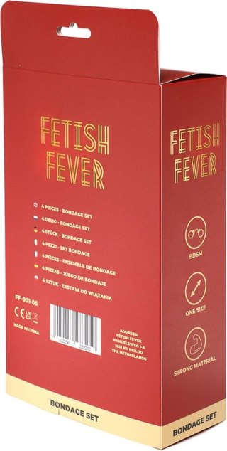 Zestaw bondage Fetish Fever mankiety maska piórka czarny 4 sztuki