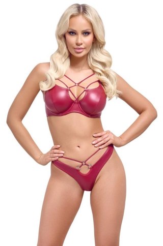 Komplet bielizny Cottelli LINGERIE czerwony wet look z pierścieniami 80B