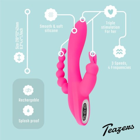 Podwójny wibrator króliczek Teazers USB 21 cm