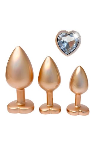 Zestaw korków analnych Gleaming Love złoty aluminium