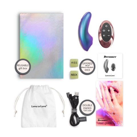 Mini wibrator silikonowy Dreamer Love to Love turkusowy tęczowy USB 10 cm
