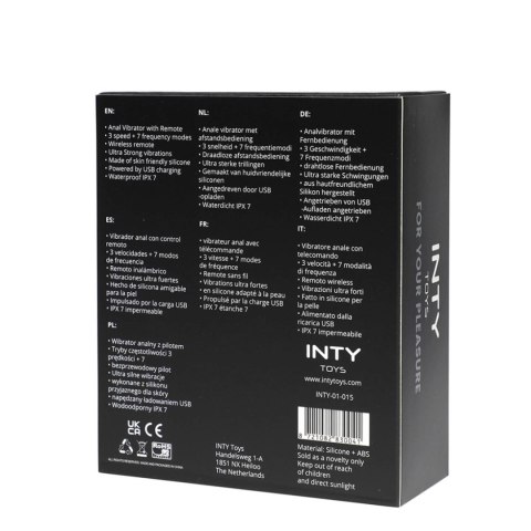 Wibrator analny INTY Toys Blade silikonowy USB z pilotem