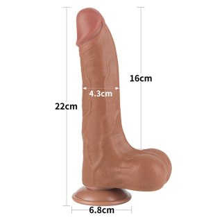 Dildo z przesuwającą się skórą Lovetoy brązowe 8.5 cala