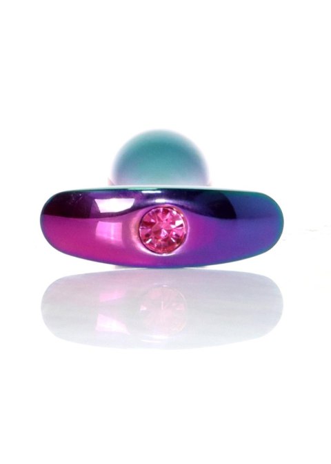 Korek analny stalowy z diamencikiem różowy M HeavyFun 9 cm