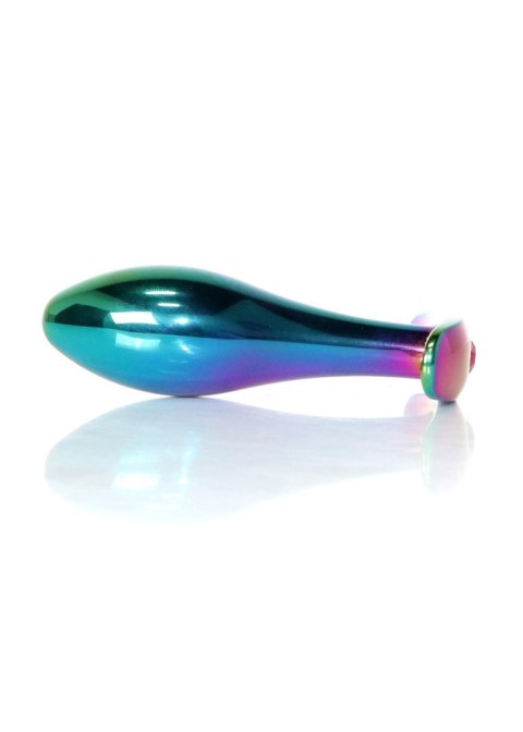 Korek analny stalowy z diamencikiem różowy M HeavyFun 9 cm