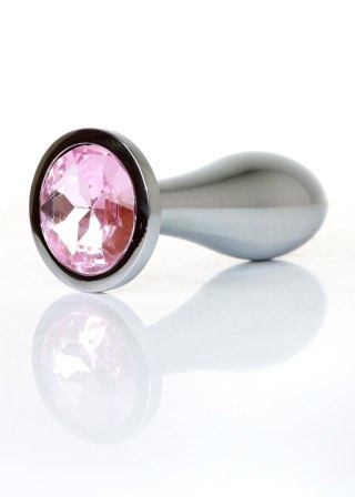 Korek analny ze stali nierdzewnej z diamencikiem HeavyFun srebrny 9 cm