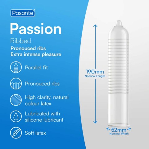 Prezerwatywy prążkowane Pasante Ribbed Passion 12 szt