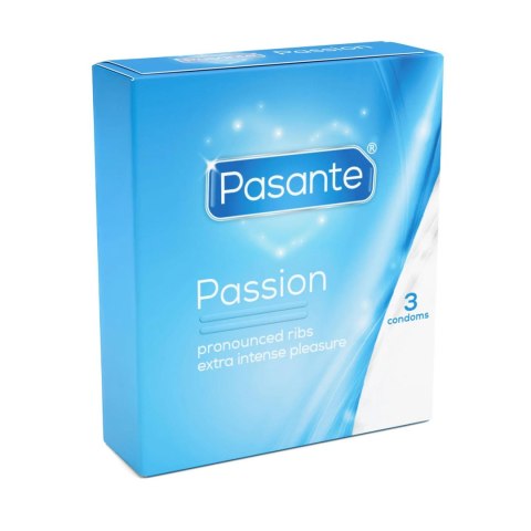Prezerwatywy prążkowane Pasante Ribbed Passion 3 szt 19 cm