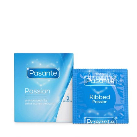 Prezerwatywy prążkowane Pasante Ribbed Passion 3 szt 19 cm