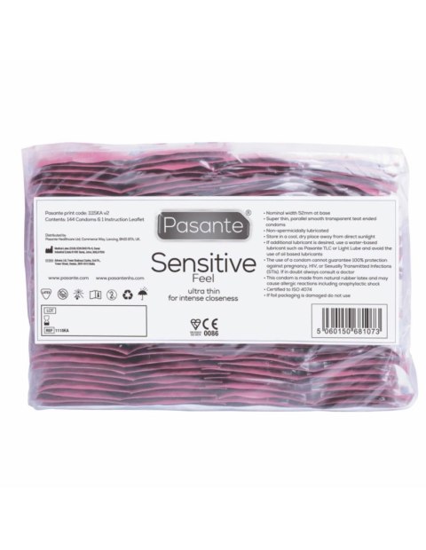 Prezerwatywy ultra cienkie Pasante Sensitive Feel 144 sztuki