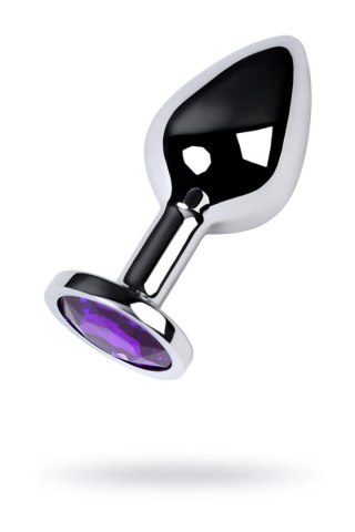 Srebrny korek analny TOYFA Metal z ametystowym kamieniem 8cm