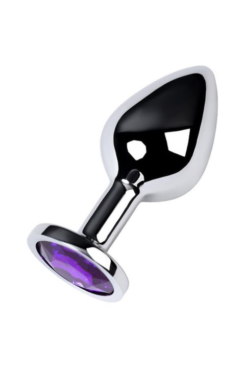 Srebrny korek analny TOYFA Metal z ametystowym kamieniem 8cm