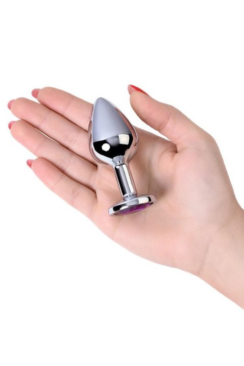 Srebrny korek analny TOYFA Metal z ametystowym kamieniem 8cm