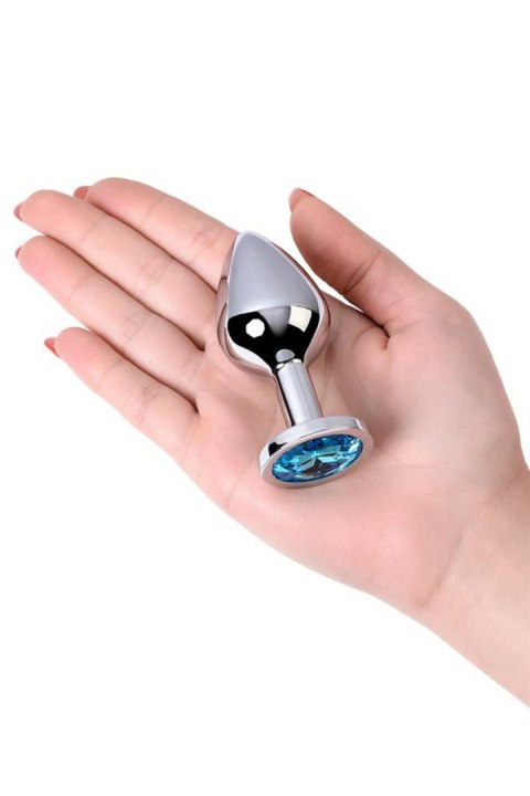 Srebrny korek analny z turkusowym kamieniem Metal by TOYFA 8cm