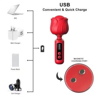 Wibrator Rose Magic silikonowy wodoodporny USB 12,5 cm