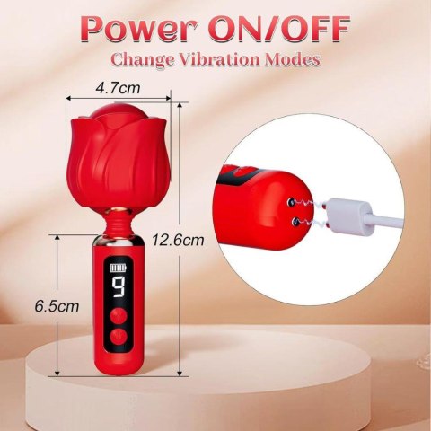 Wibrator Rose Magic silikonowy wodoodporny USB 12,5 cm