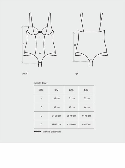 Body otwarte koronkowe siateczkowe Obsessive Amanta L/XL