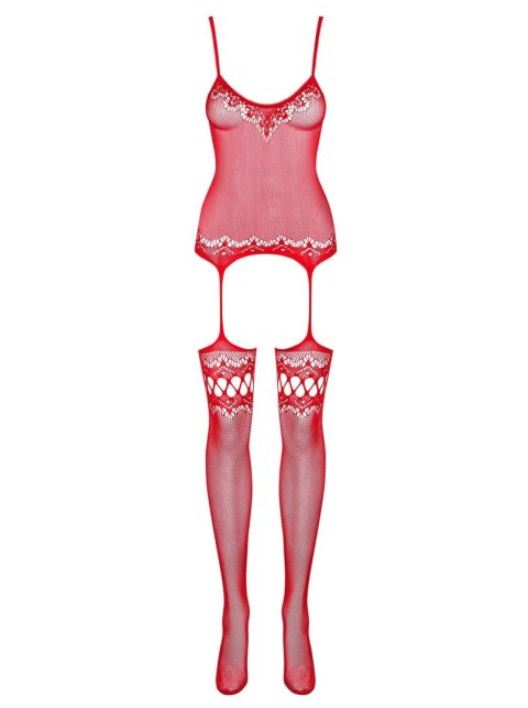 Bodystocking Obsessive F214 kwiatowy czerwony S/M/L