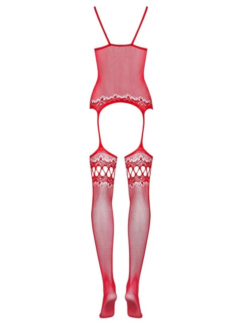 Bodystocking Obsessive F214 kwiatowy czerwony S/M/L