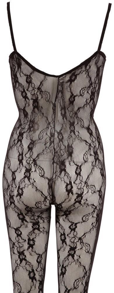 Bodystocking koronkowy ze stopą NO:XQSE czarny XXL XXXL