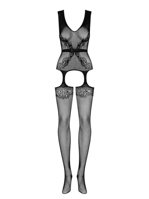 Bodystocking kwiatowy Obsessive F217 z kokardką S/M/L