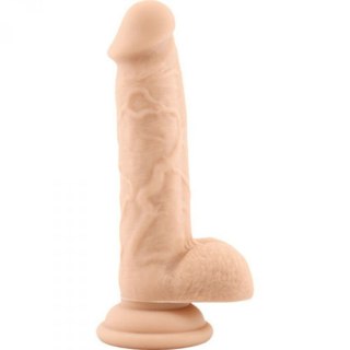 Dildo realistyczne silikonowe z jądrami Real Safe duże cieliste