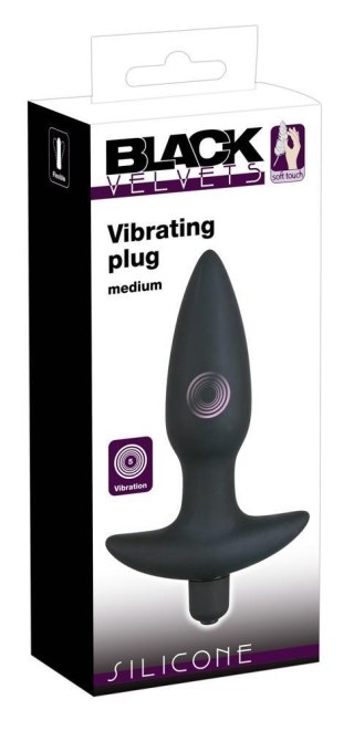 Wibrujący korek analny Black Velvets silikonowy czarny 15 cm