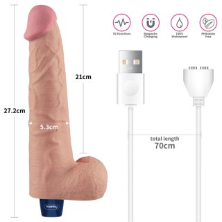 Dildo realistyczne wibrujące Lovetoy Softee TPE cieliste USB 26,5 cm