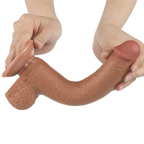 Dildo realistyczne z przesuwającą się skórą Lovetoy brązowe 23 cm