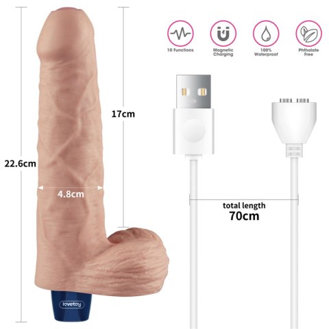 Realistyczne dildo wibrujące Lovetoy Real Softee 23 cm cieliste USB