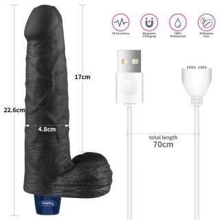 Realistyczne dildo wibrujące Lovetoy Real Softee czarne USB 23 cm