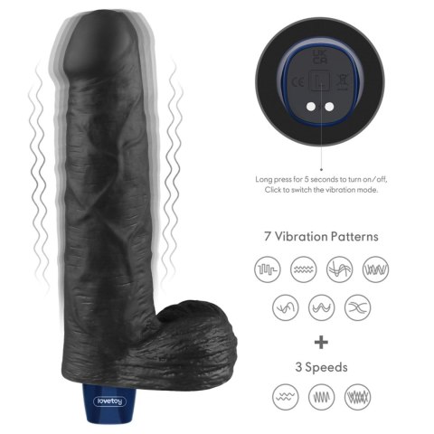 Realistyczne dildo wibrujące Lovetoy Real Softee czarne USB 23 cm