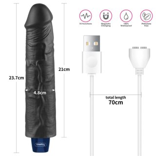Realistyczne dildo wibrujące Lovetoy Softee czarne USB 24 cm