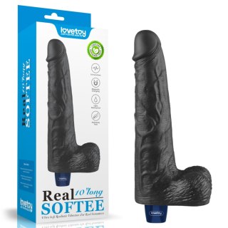 Dildo realistyczne wibrujące Lovetoy Real Softee czarne USB 25cm