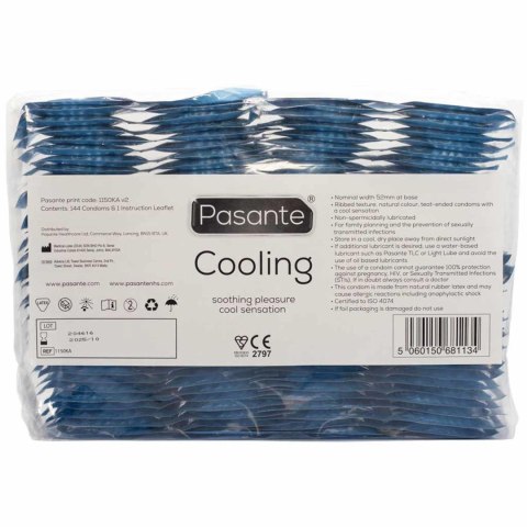 Prezerwatywy Pasante Cooling prążkowane chłodzące 144 szt