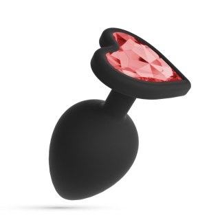 Silikonowy korek analny Crushious Cuore mały z 4 kryształkami 7cm